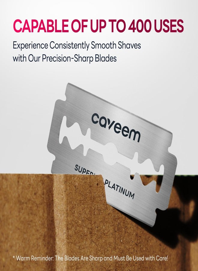 CAVEEM 60 Count Double-Edge Safety Razor Blades, Replacement Razor Refills for Shaving, Stainless Steel Blades for All Standards Double-Edge Razor - Image 3